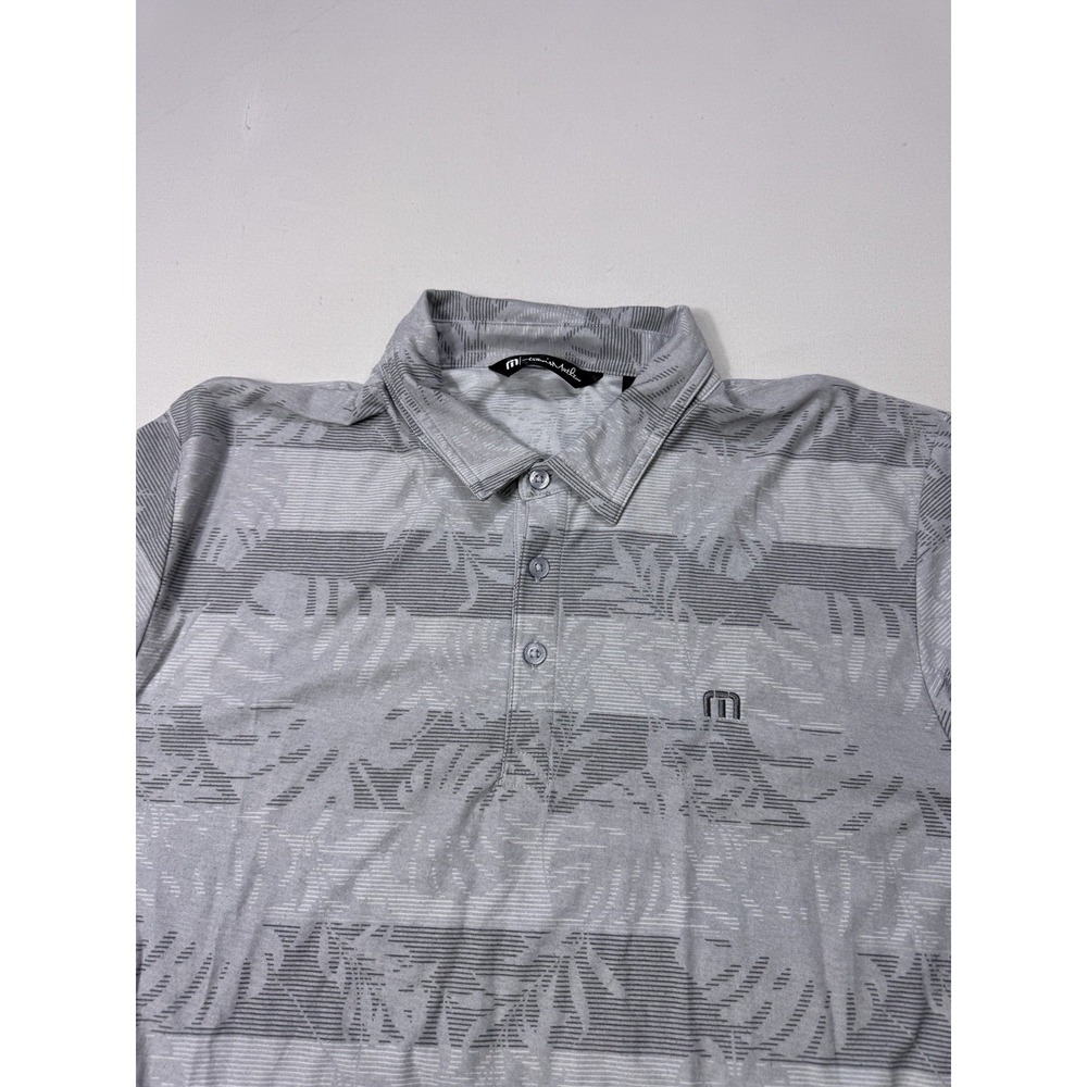 Travis Mathew Mens XL Polo Shirt Grey Floral Stripe Pima Cotton Golf 1MW102